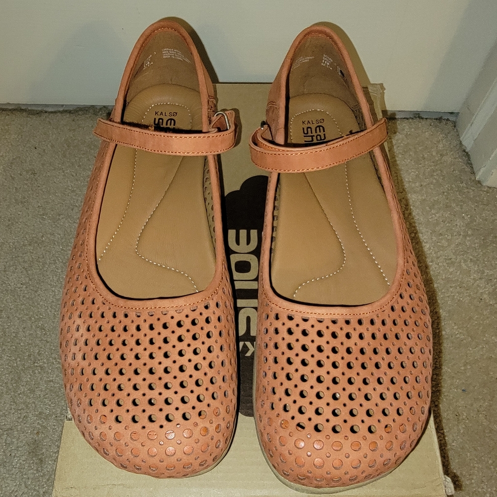 Orange Perforated Loafers with Woven Design
